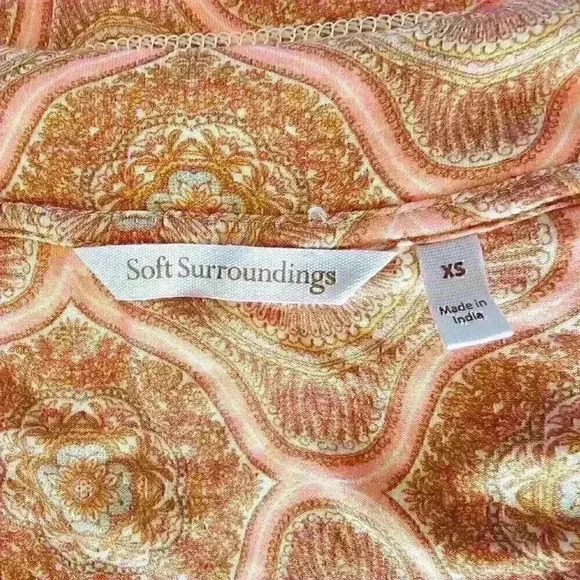 ✨Like New✨ Soft Surroundings Lilia Beaded V-Neck Tunic, Orange/Tan, Size XS - Picture 4 of 5